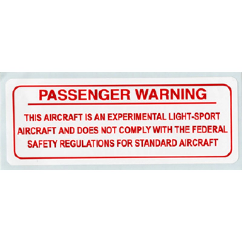 Red Passenger Warning Placard  4"L X 1-1/2"W