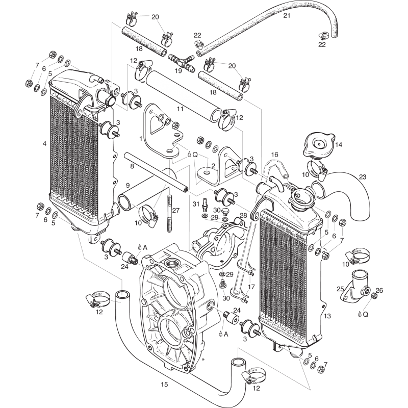 2-Piece Radiator Set (Low Configuration) for ROTAX 582 UL Mod. 90/99