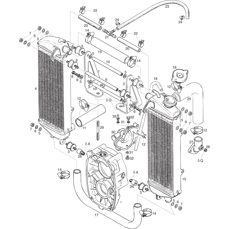 2-Piece Radiator Set (High Configuration) for ROTAX 582 UL Mod. 90/99